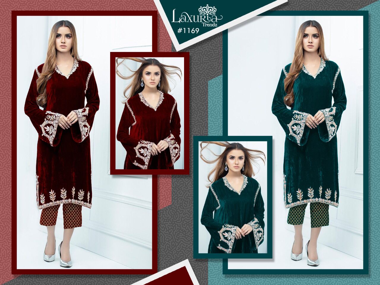 Laxuria Trendz 1169 Velvet Festive Wear Heavy Top With Bottom Collection